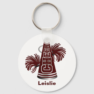Maroon and White Custom Cheerleader KeyChain