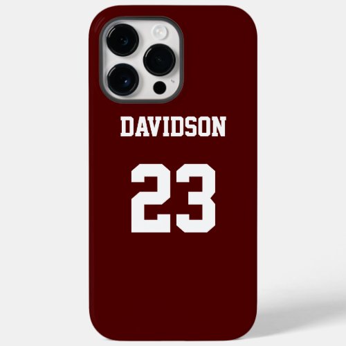 Maroon and White Custom Jersey Name Number Case_Mate iPhone 14 Pro Max Case