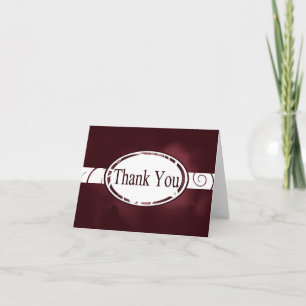 Maroon and White Floral Button Letterpress Thank You Card