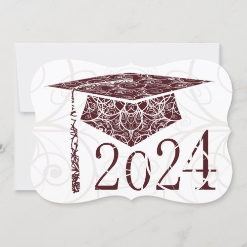 Maroon and White Floral Cap 2024 Card