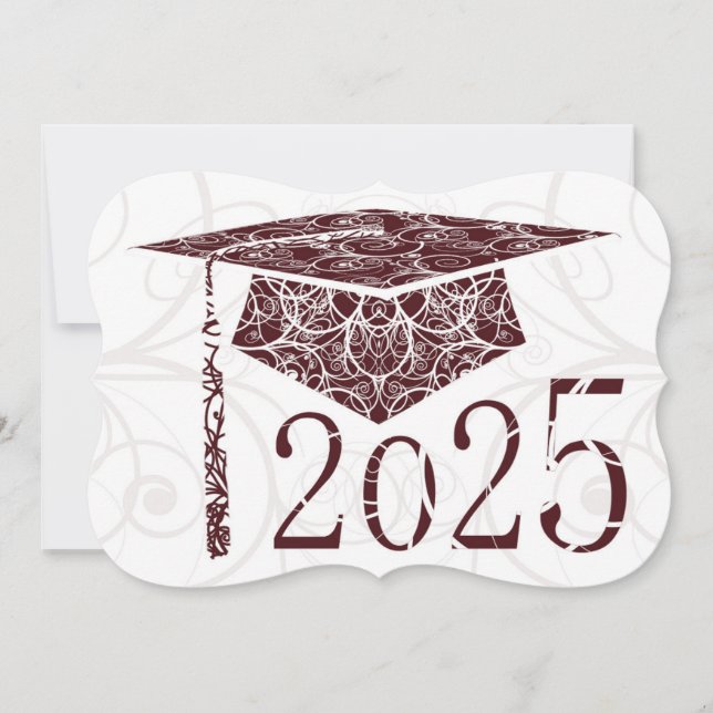 Maroon and White Floral Cap 2025 Card (Front)