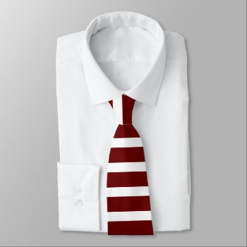 Maroon And White Horizontally-striped Tie by theultimatefanzone at Zazzle