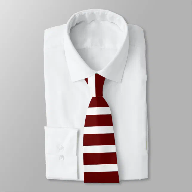 Maroon and White Horizontally-Striped Tie | Zazzle