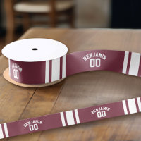 Maroon and White Jersey Stripes Custom Name Number