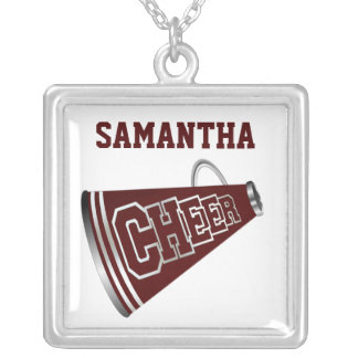 Maroon and White Megaphone Cheerleader Necklace