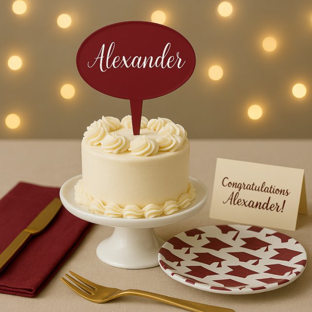 Maroon and White Name  Cake Topper (Creator Uploaded)