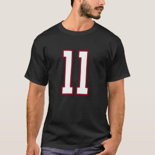 Maroon and White Number 11 Jersey Player Uniform # T-Shirt