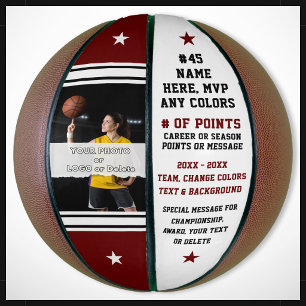 Maroon and White, PHOTO Basketball with Name on It
