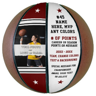 Maroon and White, PHOTO Basketball with Name on It