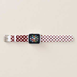Maroon and White Polka Dot Apple Watch Band