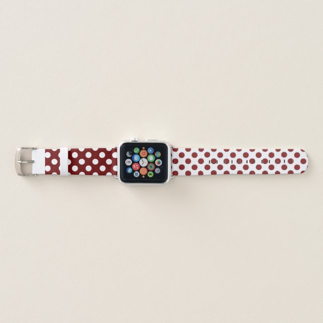 Maroon and White Polka Dot Apple Watch Band (Front)