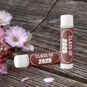 Maroon and White School Colors Class Year Lip Balm