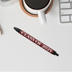 Maroon and White School Colors Class Year Pen