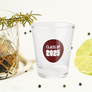 Maroon and White School Colors Class Year Shot Glass