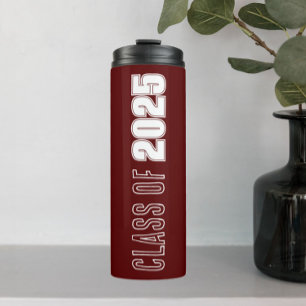 Maroon and White School Colors Class Year Thermal Tumbler