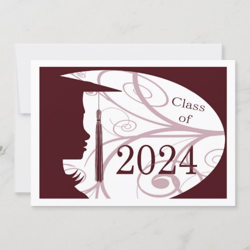 Maroon and White Silhouette 2024 Card
