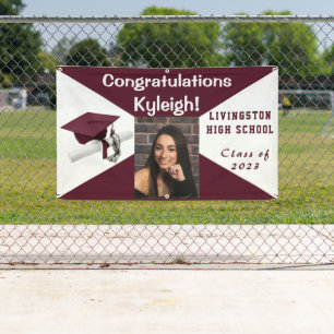 Maroon and White Vinyl Graduation Photo Banner