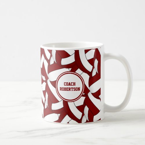 maroon and white volleyball team colors coach gift coffee mug