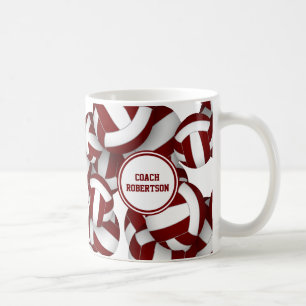 maroon and white volleyball team colors coach gift coffee mug
