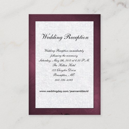 Maroon and White Wedding Enclosure Card Business Card Templates