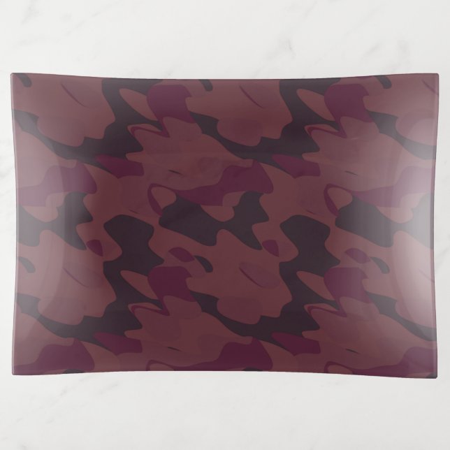 Maroon and Wine Abstract camo Trinket Tray (Front)