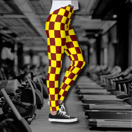 Maroon and Yellow Checkered Vintage Leggings