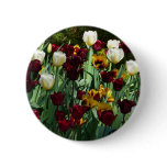 Maroon and Yellow Tulips Colorful Floral Button