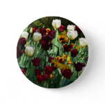 Maroon and Yellow Tulips Colorful Floral Button