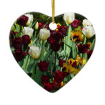 Maroon and Yellow Tulips Colorful Floral Ceramic Ornament