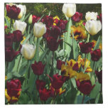 Maroon and Yellow Tulips Colorful Floral Cloth Napkin