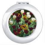 Maroon and Yellow Tulips Colorful Floral Compact Mirror