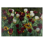 Maroon and Yellow Tulips Colorful Floral Cutting Board