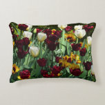 Maroon and Yellow Tulips Colorful Floral Decorative Pillow