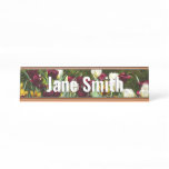 Maroon and Yellow Tulips Colorful Floral Desk Name Plate