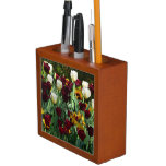 Maroon and Yellow Tulips Colorful Floral Desk Organizer