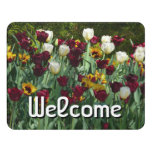 Maroon and Yellow Tulips Colorful Floral Door Sign
