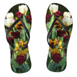 Maroon and Yellow Tulips Colorful Floral Flip Flops