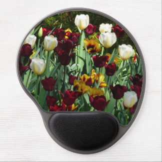 Maroon and Yellow Tulips Colorful Floral Gel Mouse Pad
