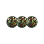Maroon and Yellow Tulips Colorful Floral Golf Ball Marker