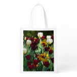 Maroon and Yellow Tulips Colorful Floral Grocery Bag