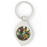 Maroon and Yellow Tulips Colorful Floral Keychain