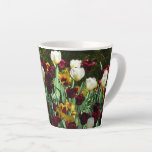 Maroon and Yellow Tulips Colorful Floral Latte Mug