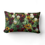 Maroon and Yellow Tulips Colorful Floral Lumbar Pillow