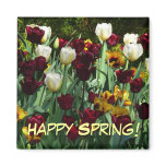 Maroon and Yellow Tulips Colorful Floral Magnet