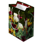 Maroon and Yellow Tulips Colorful Floral Medium Gift Bag