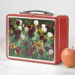 Maroon and Yellow Tulips Colorful Floral Metal Lunch Box