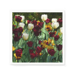 Maroon and Yellow Tulips Colorful Floral Napkins