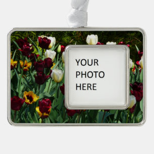Maroon and Yellow Tulips Colorful Floral Ornament