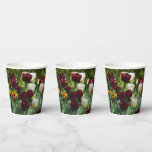 Maroon and Yellow Tulips Colorful Floral Paper Cups