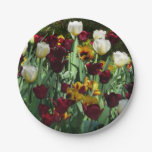 Maroon and Yellow Tulips Colorful Floral Paper Plates